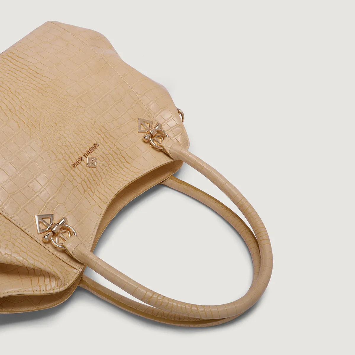 Women's Croc-Embossed Shoulder Bag with Bow Hardware – PU Leather photo 5
