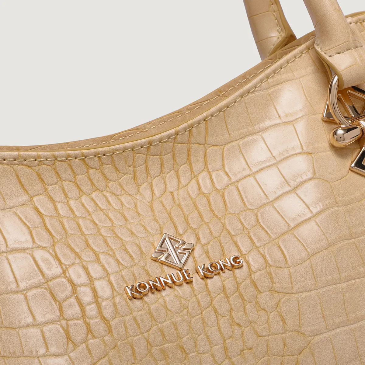 Women's Croc-Embossed Shoulder Bag with Bow Hardware – PU Leather photo 4