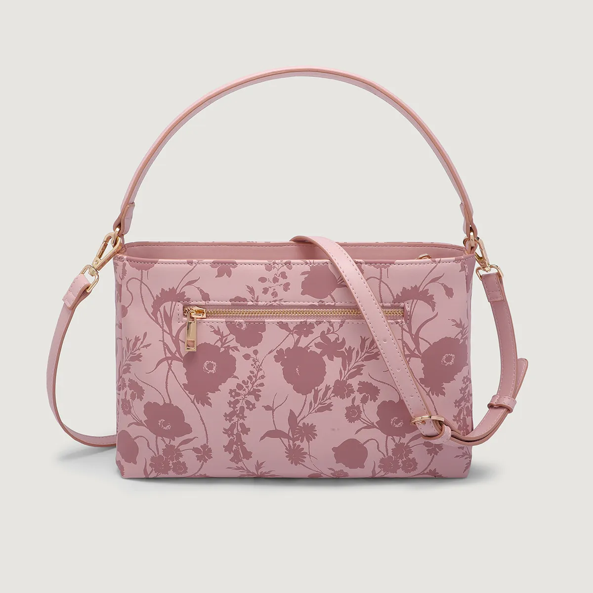 Floral Embossed Pink Crossbody Bag | Convertible Top Handle & Shoulder Strap Women's Mini Satchel photo 2