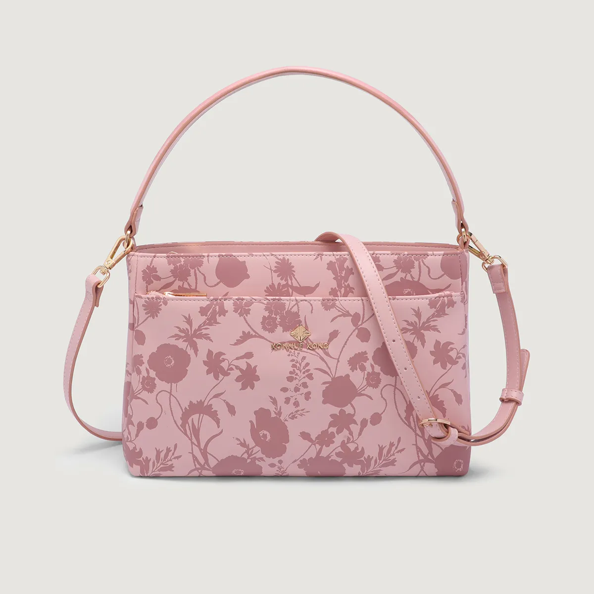 Floral Embossed Pink Crossbody Bag | Convertible Top Handle & Shoulder Strap Women's Mini Satchel