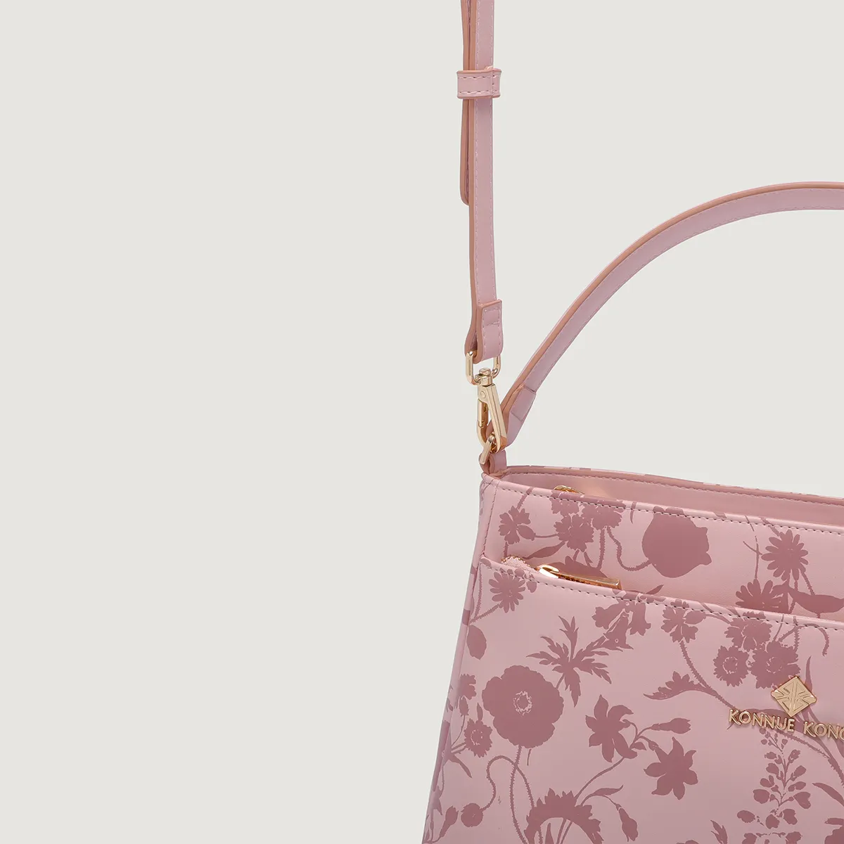 Floral Embossed Pink Crossbody Bag | Convertible Top Handle & Shoulder Strap Women's Mini Satchel photo 3
