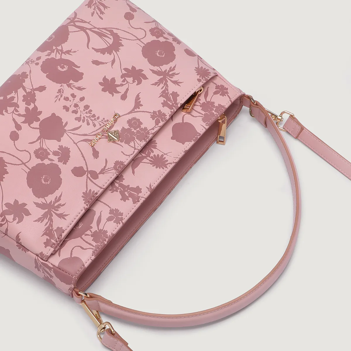 Floral Embossed Pink Crossbody Bag | Convertible Top Handle & Shoulder Strap Women's Mini Satchel photo 5