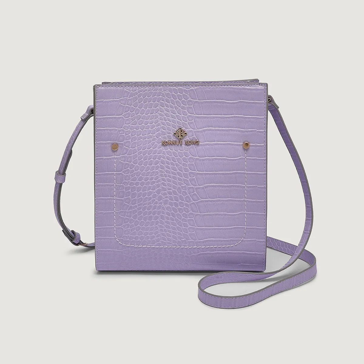 Women's Croc-Embossed Flap Crossbody Bag – PU Leather photo 3