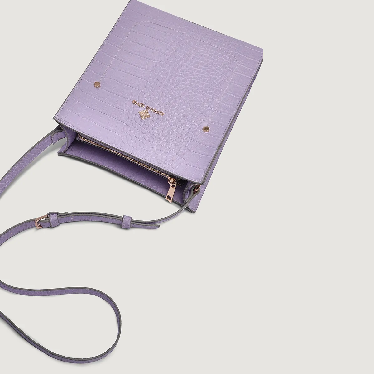 Women's Croc-Embossed Flap Crossbody Bag – PU Leather photo 2