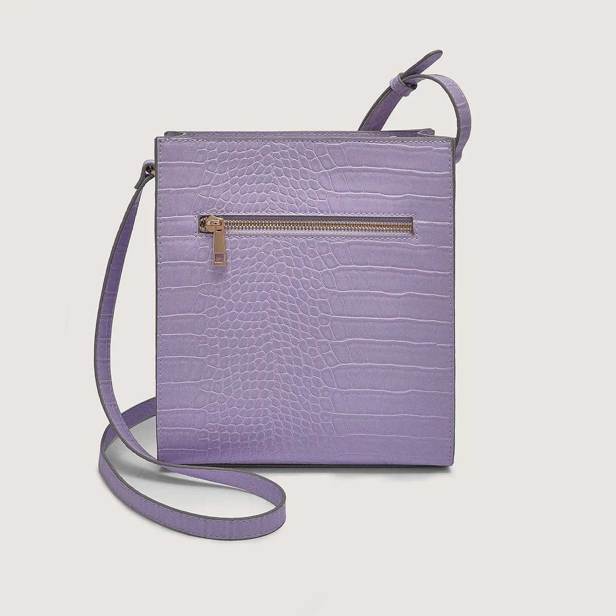 Women's Croc-Embossed Flap Crossbody Bag – PU Leather photo 4